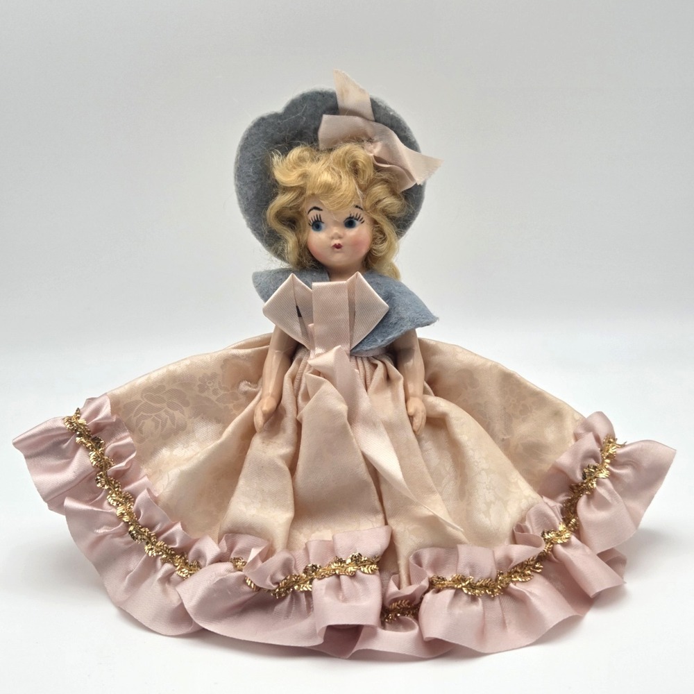 Vintage 1940s Composition Princess Anna Storybook Doll Blonde Hair Pink Dress - Picture 1 of 8